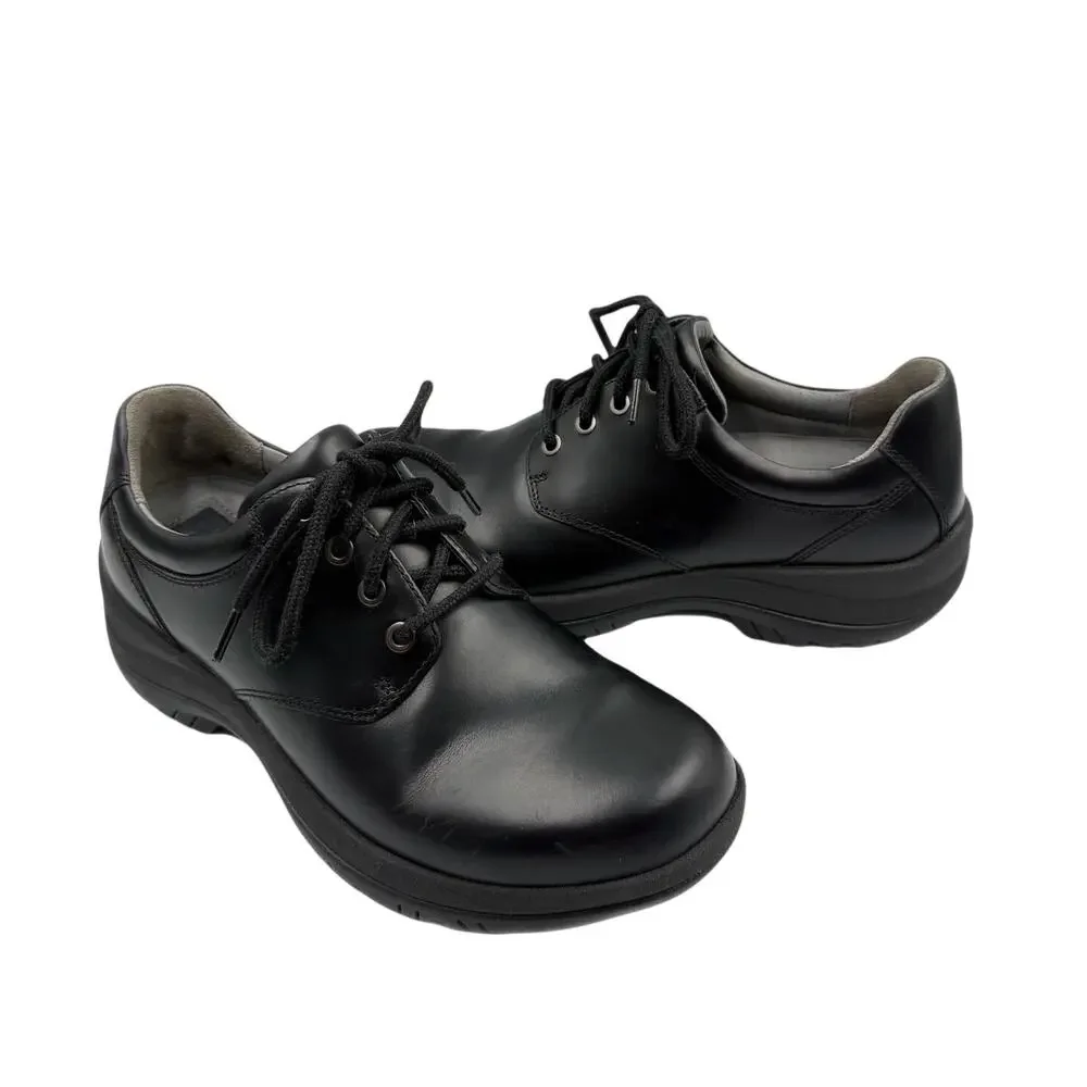 Dansko Men's 8.5 Walker Black Leather Lace Up Business Casual Workwear Oxfords